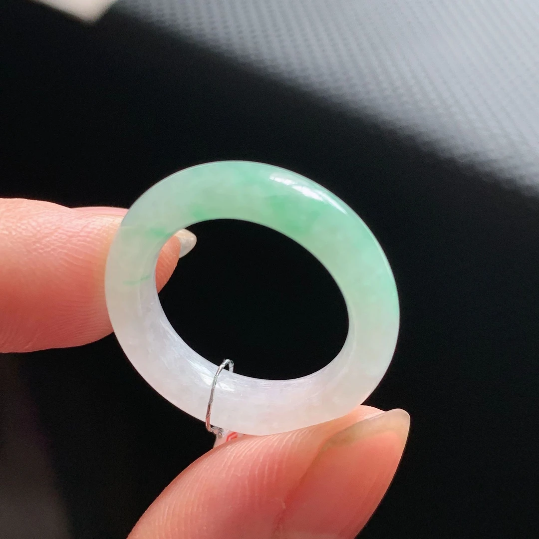 15# 翡翠指环戒指戒圈天然a货玉石圆戒素圈缅料玉戒 Y289