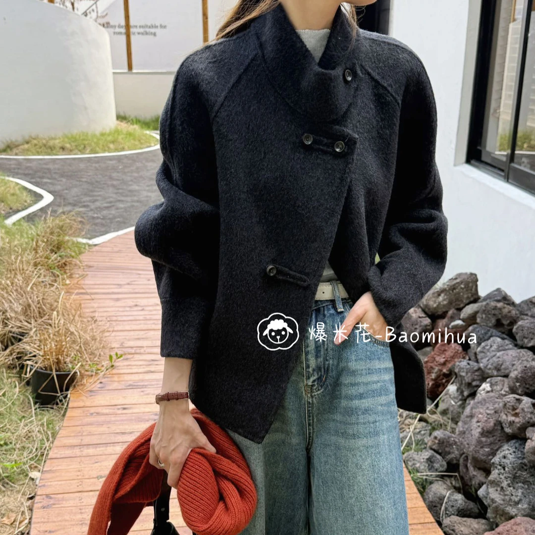 冬季新款高级感韩系高端气质时尚简约大气减龄羊毛小款外套67133