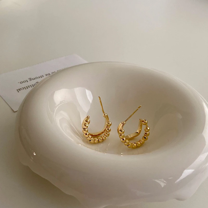 铜合金耳饰 不规则几何C形耳环简约小众耳圈高级感轻奢耳环B76
