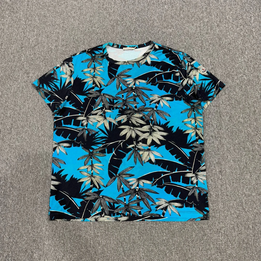 99新 MONCLER 18368525 Moncler蒙口 蓝色花卉短袖 XXL码99新