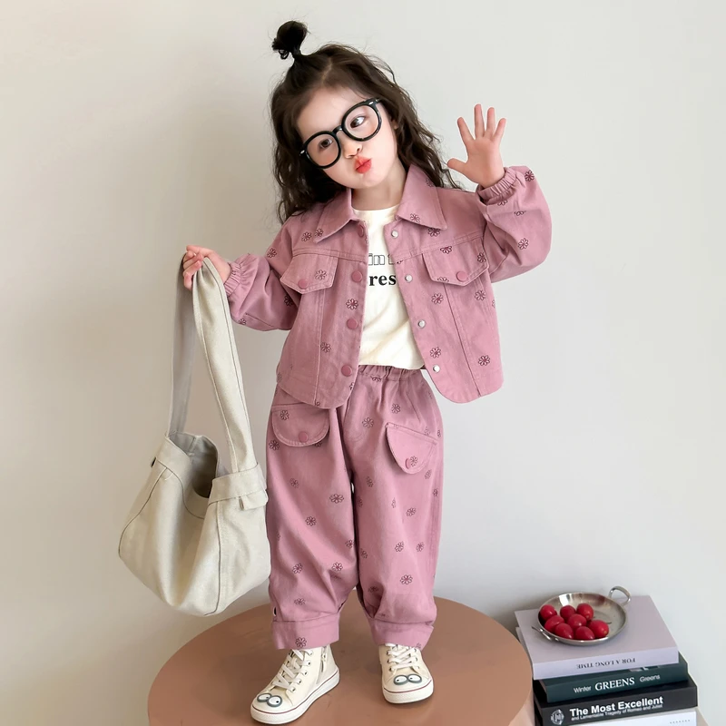 女童洋气牛仔套装儿童春秋外套2025新款女宝宝休闲两件套女孩时髦