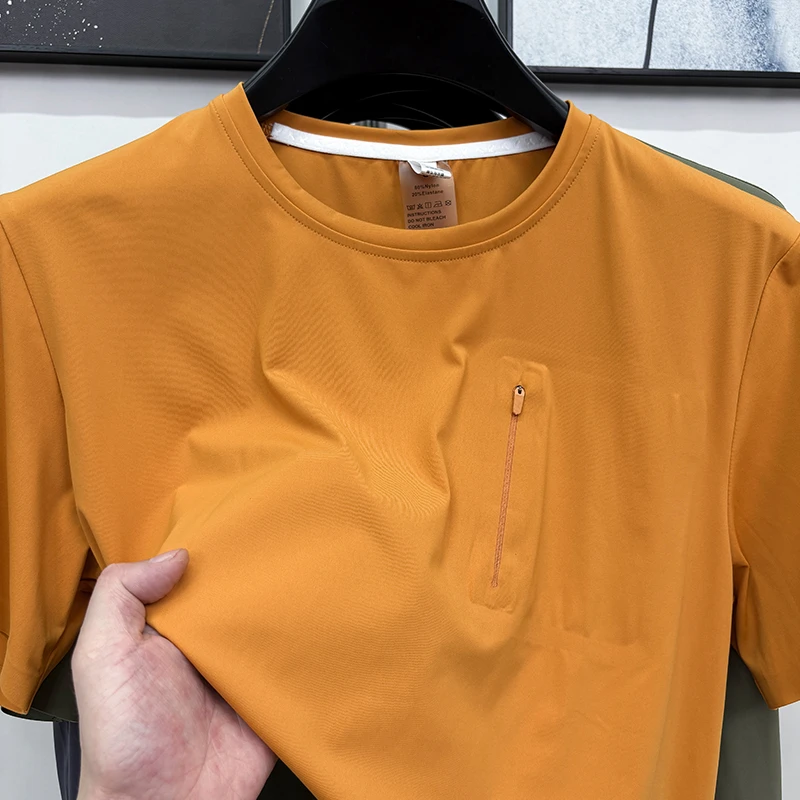 CATIA SELI夏季薄款轻户外运动短袖t恤男圆领透气防晒速干打底衫