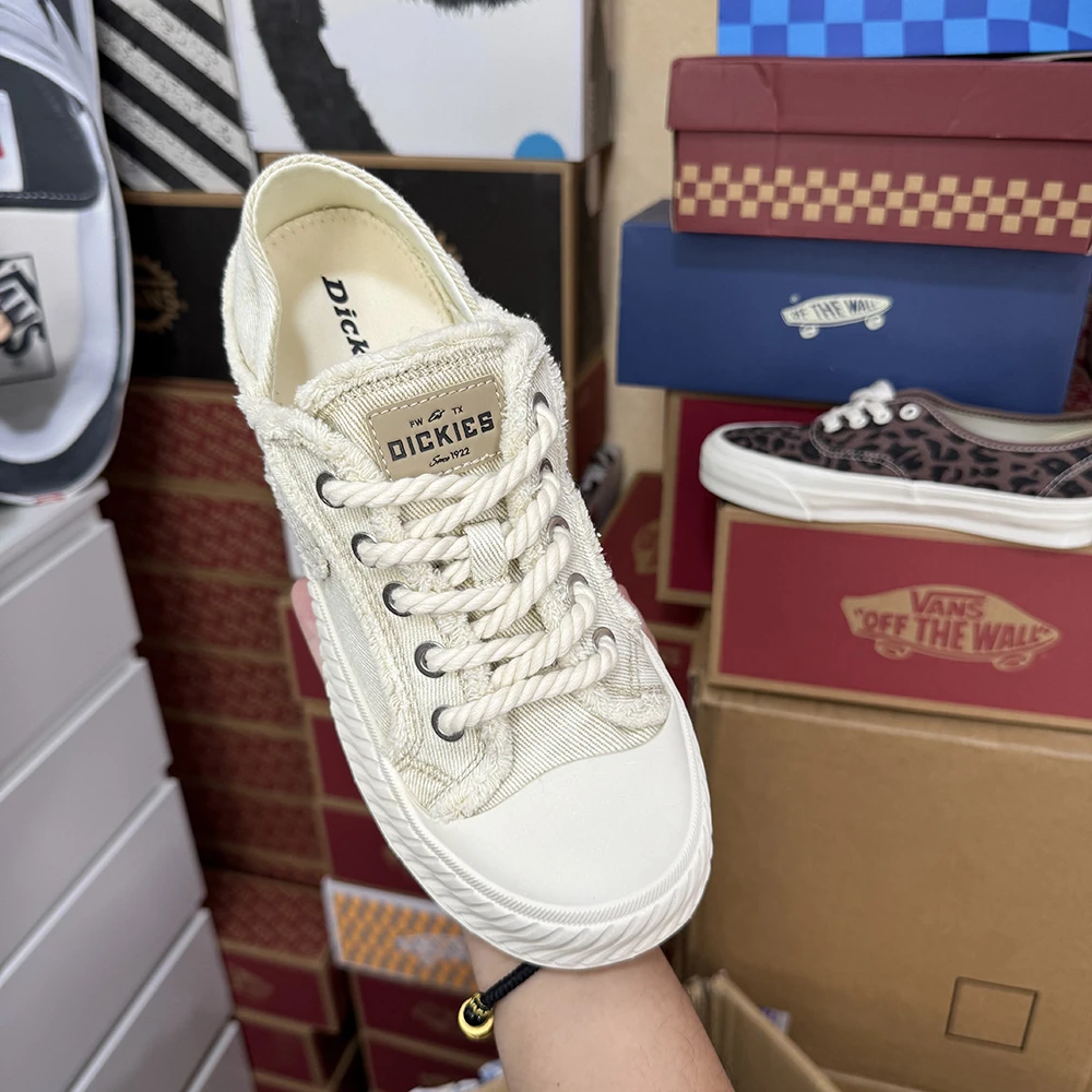 Dickies 原盒一脚蹬复古增高休闲耐磨减震低帮帆布鞋卡布奇诺配色