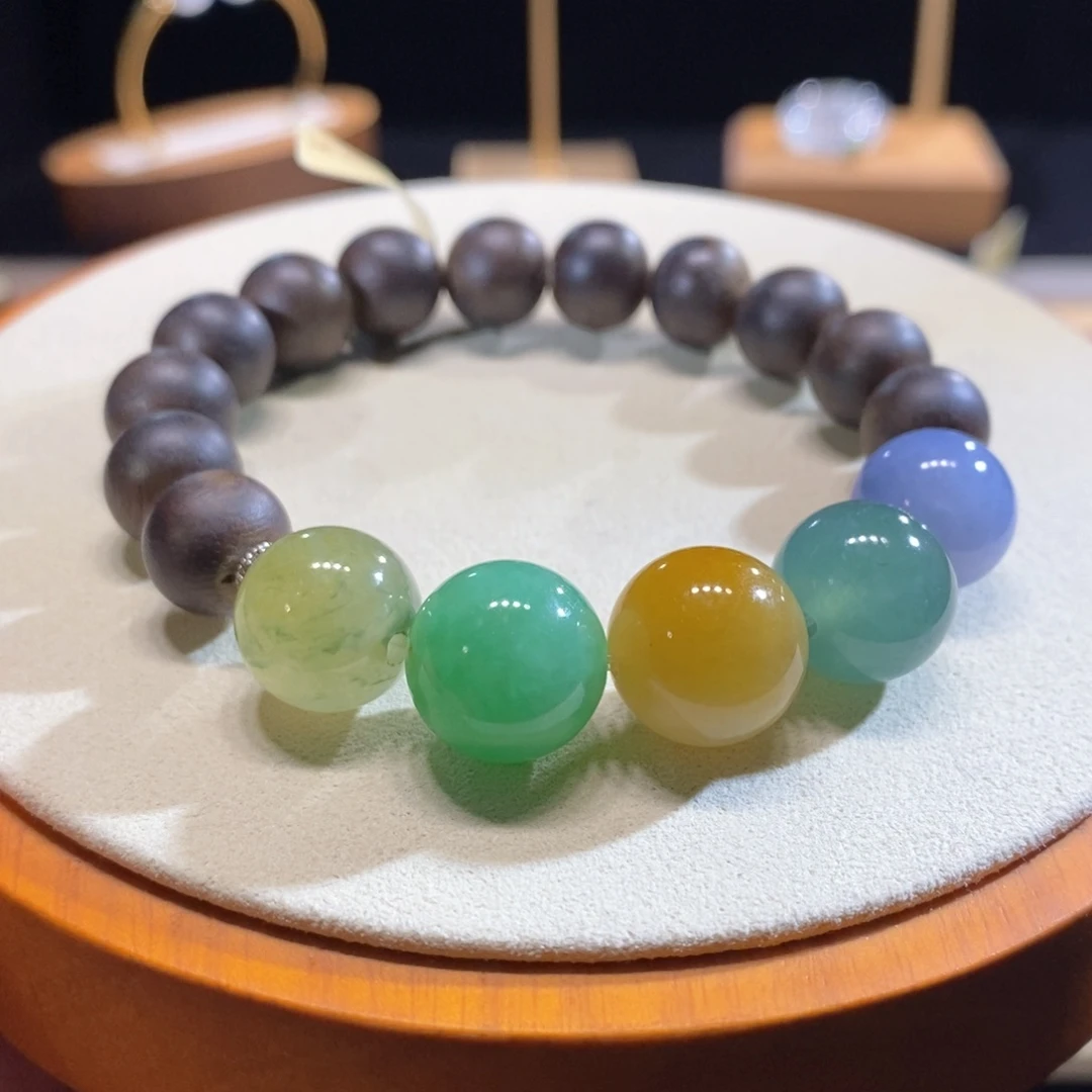 翡翠未镶嵌吊坠(不含链)翡翠浓色五彩珠