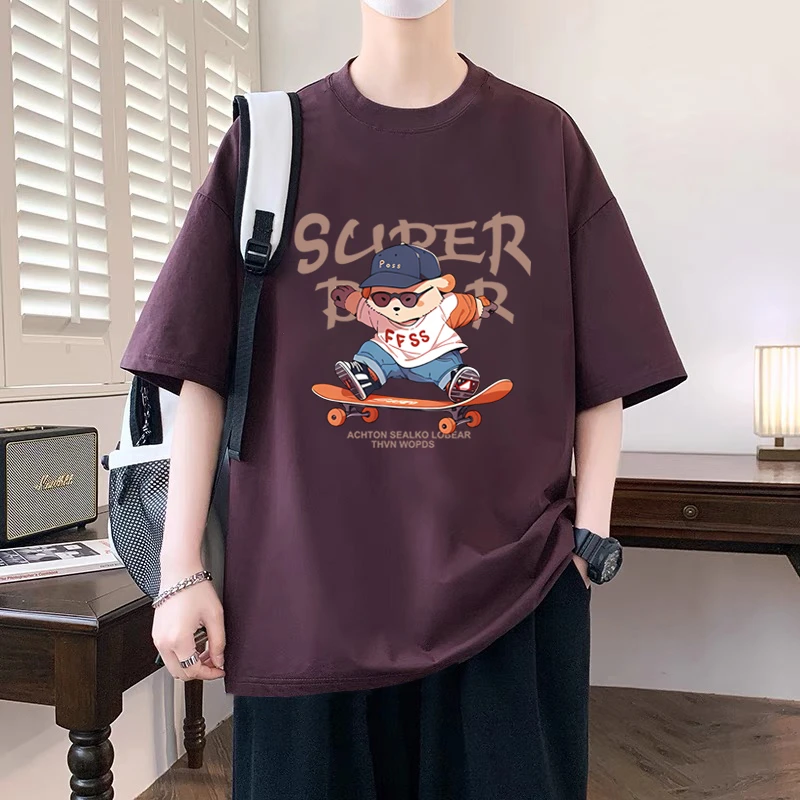 纯棉短袖T恤男宽松大码学生上衣潮牌美式情侣装潮酷嘻哈帅气半袖