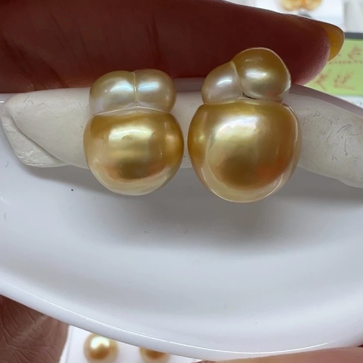 金珠巴洛克裸珠12-14+mm未镶嵌海水珍珠