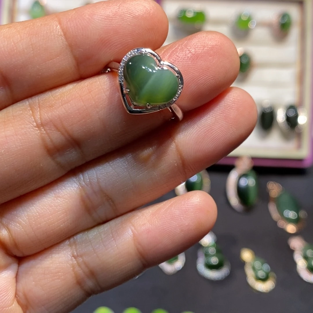 和田玉（碧玉）银S925镶嵌颈饰