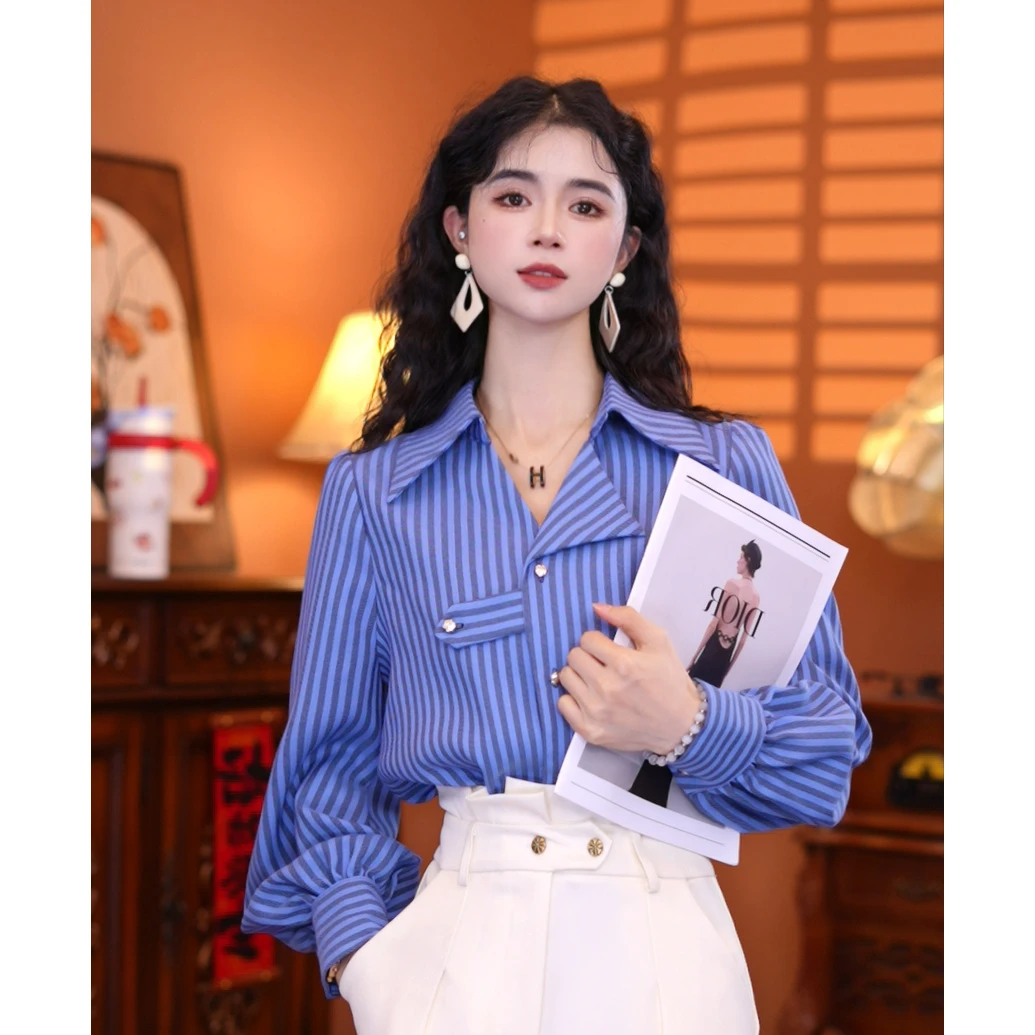 牧子【一支棠许】港味复古气质薄款显瘦设计减龄新款上衣01446