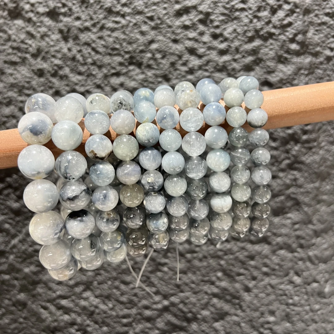 【月月家】W014天然水晶 蓝兔毛单圈手串 多样性发其一