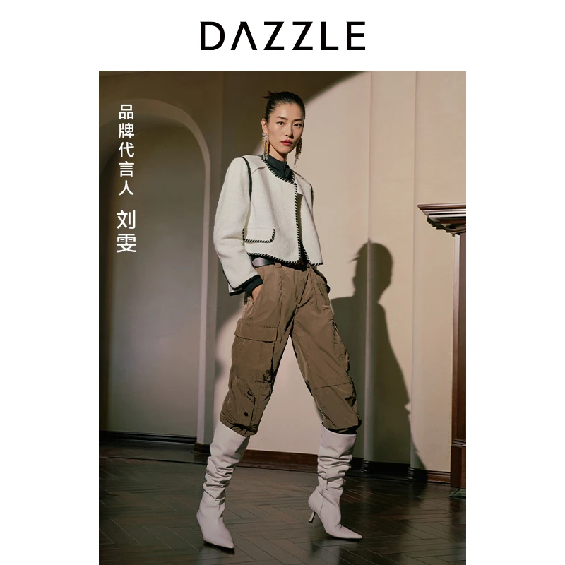 DAZZLE地素编织粗花呢织边短外套2H3F