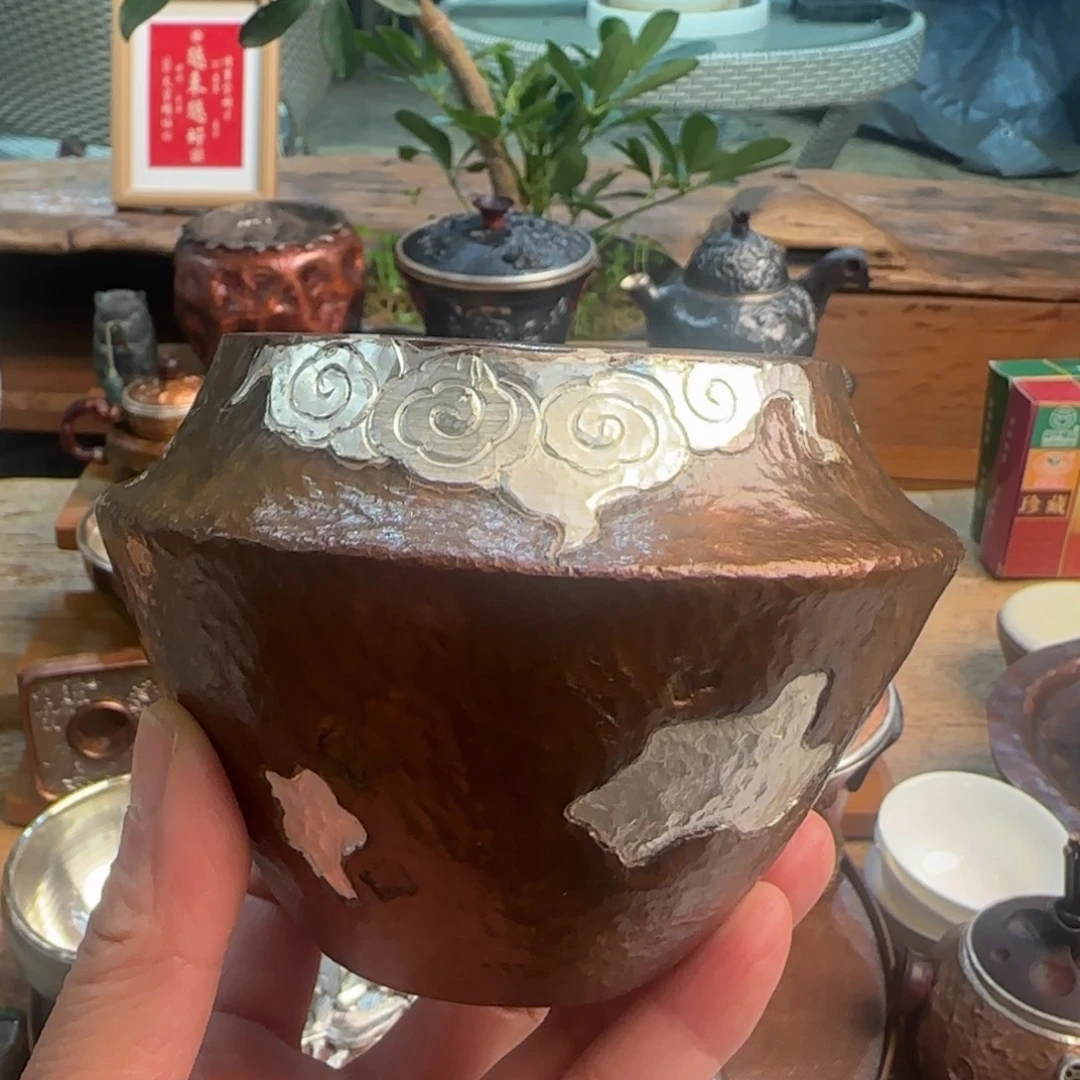 400毫升铜嵌银水盂