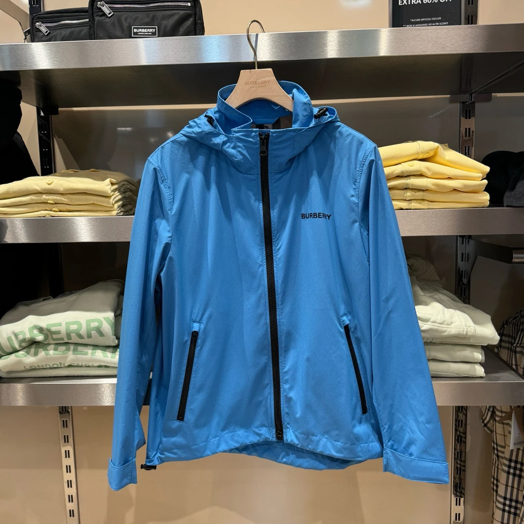 未使用 BURBERRY/博柏利 男装字母蓝色连帽夹克 外套  80931101