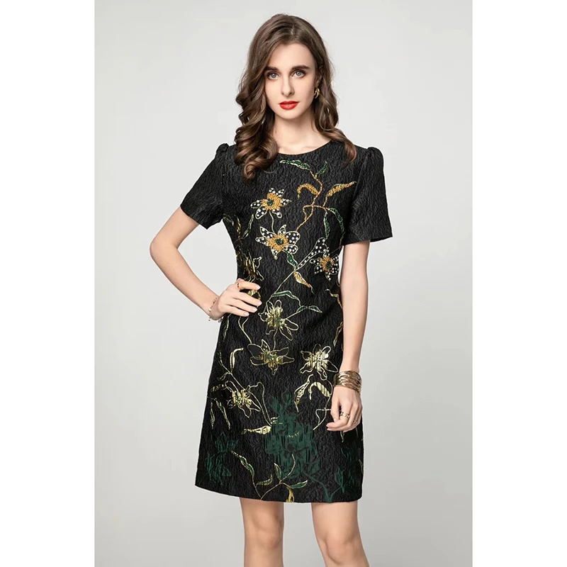 562 金绣百合 无袖背心连衣裙