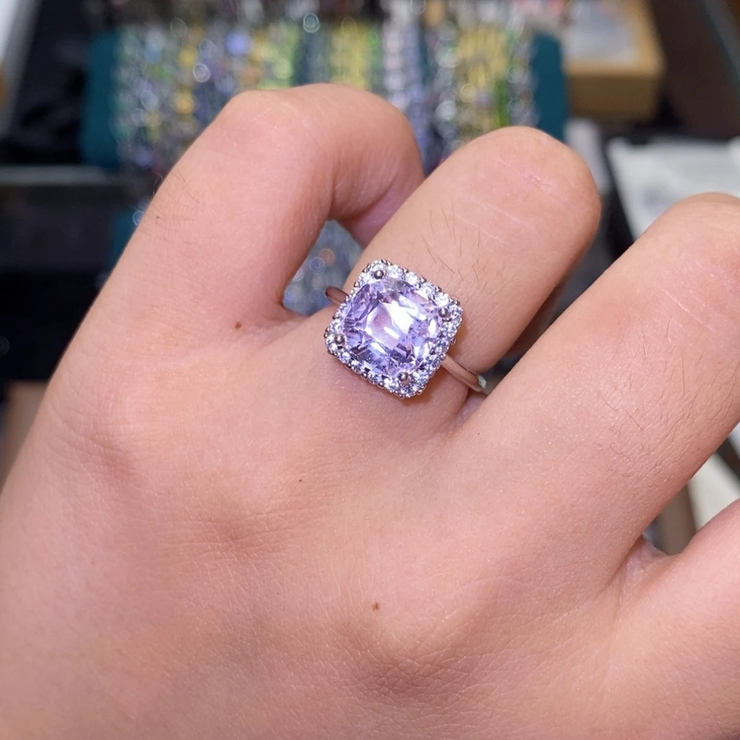 开口戒指锂辉石银S925镶嵌