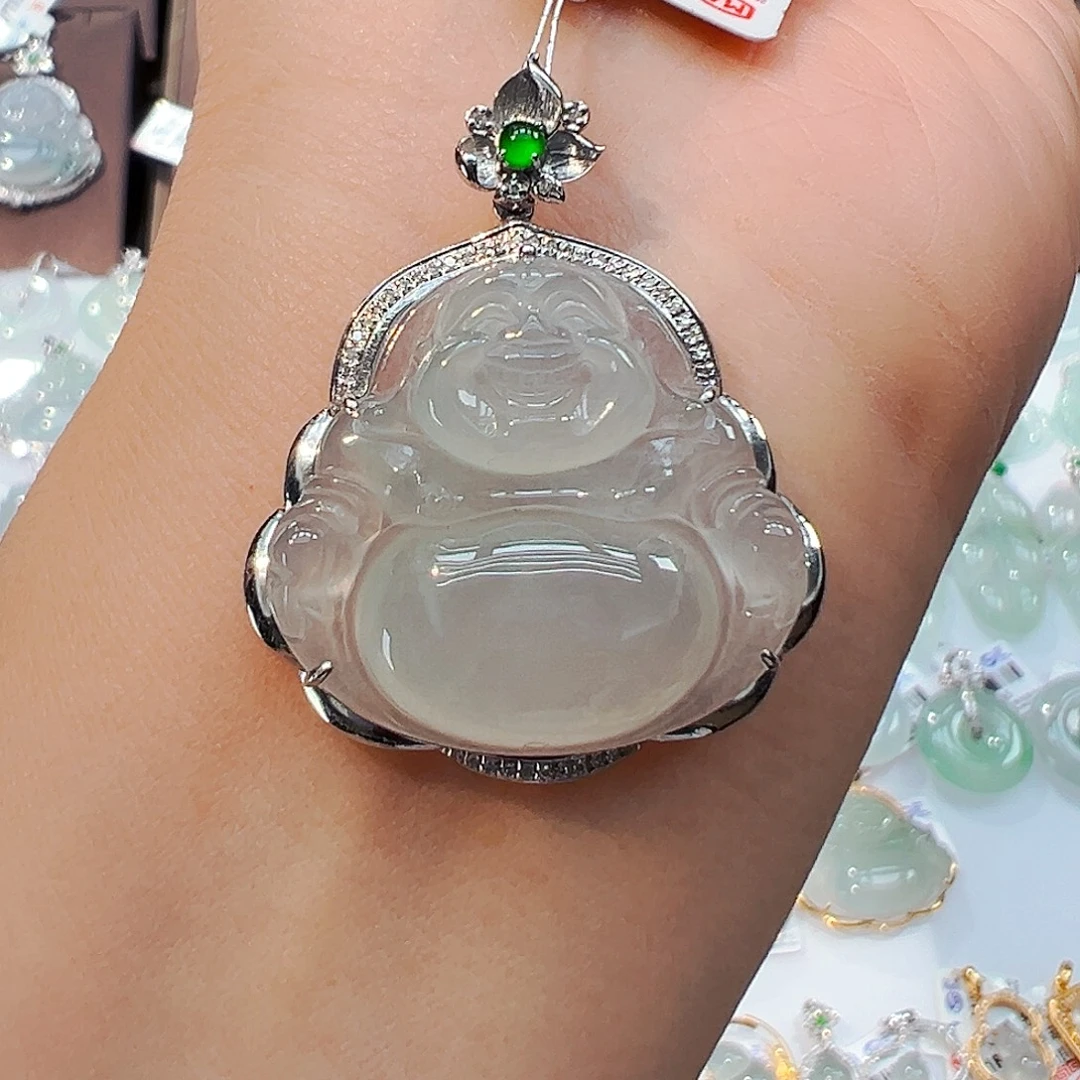 翡翠18K金镶嵌吊坠(不含链)佛公