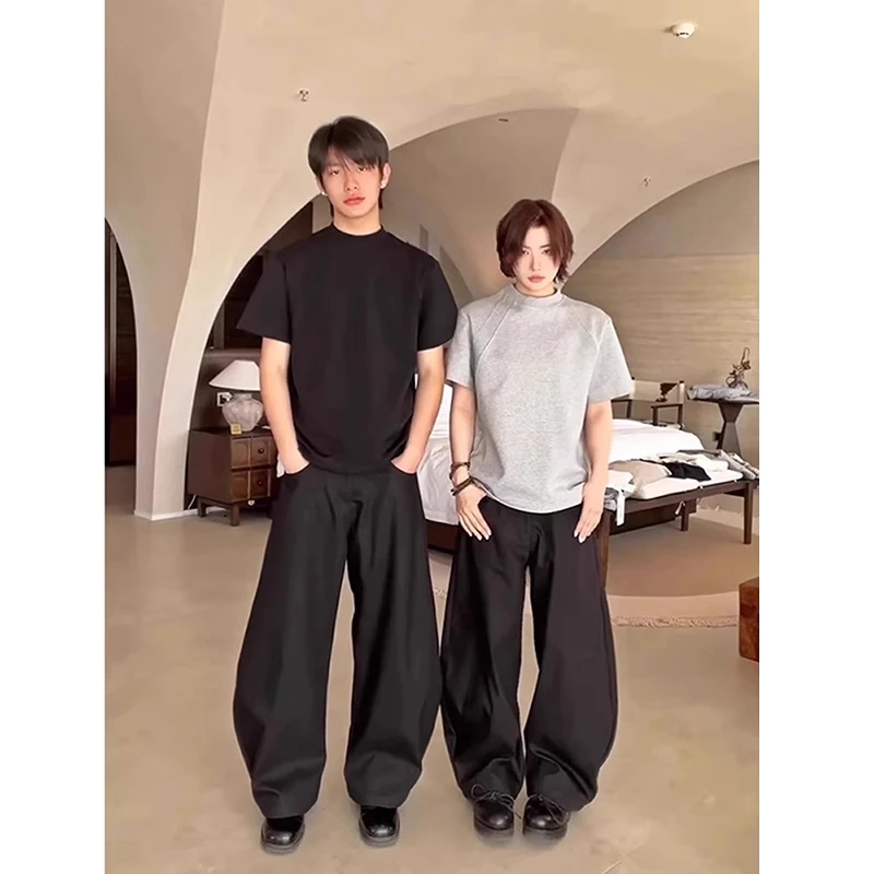 cleanfit太空棉短袖男夏季解构拼接美式小领口t恤小领口正肩半袖