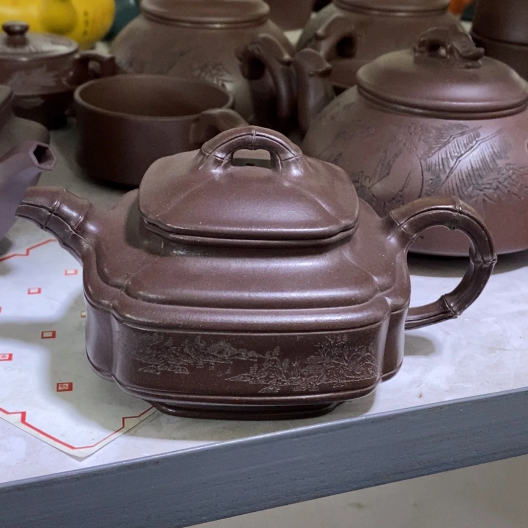 茶壶紫砂白19 四方竹鼓