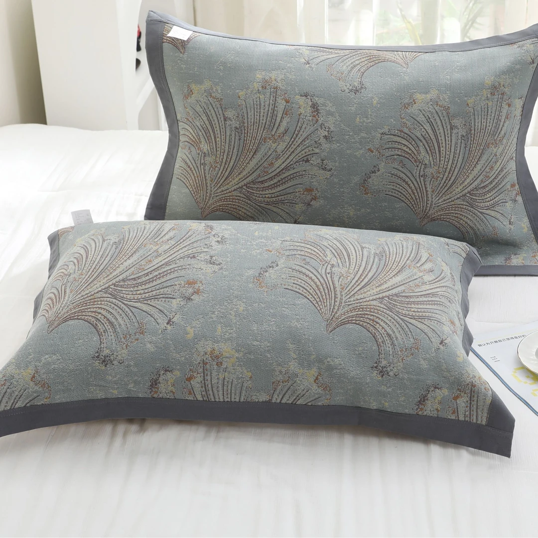 W【枕巾-阡陌-绿】 52*78cm高密纱布枕巾柔软高档透气