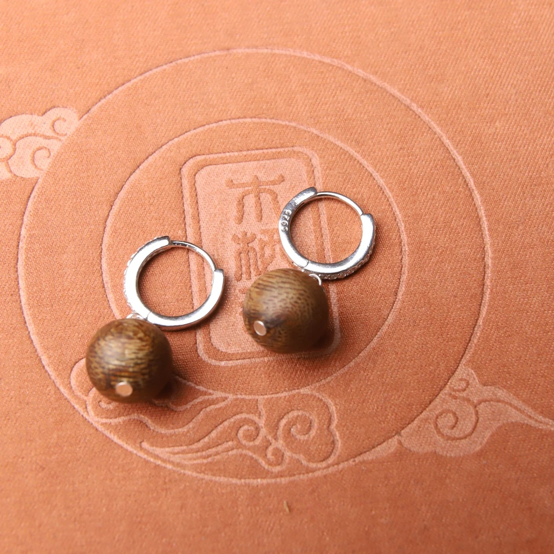 沉香【银巧儿】沉香耳坠