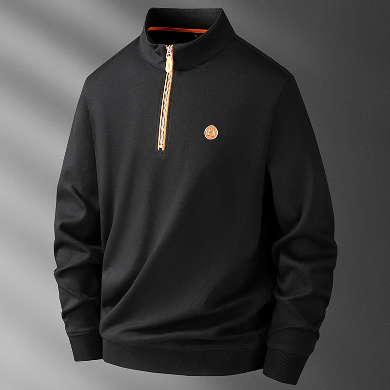 尼因基鲁高级感秋季半拉链立领卫衣男潮流欧货高端棉质华夫格polo
