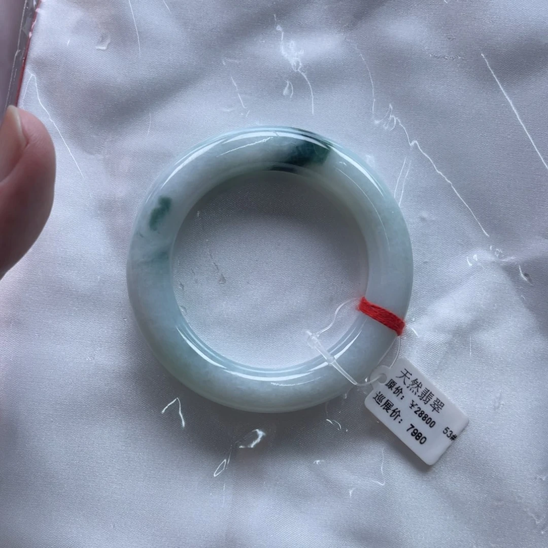 翡翠未镶嵌手镯53胖圆条