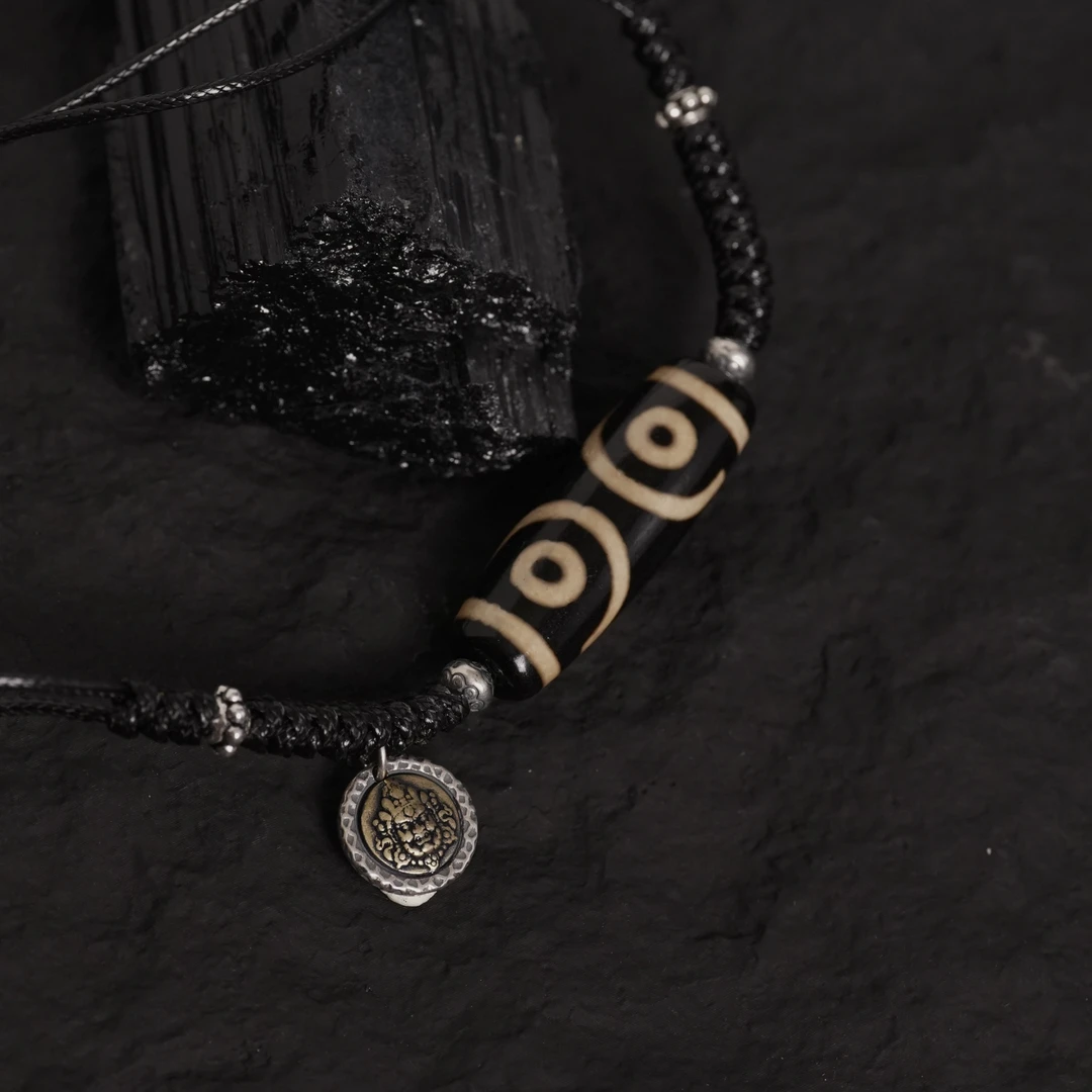 吊坠925银 【财满珠】925心念手作编织复古黄财眼眼项链陆人甲乙丙