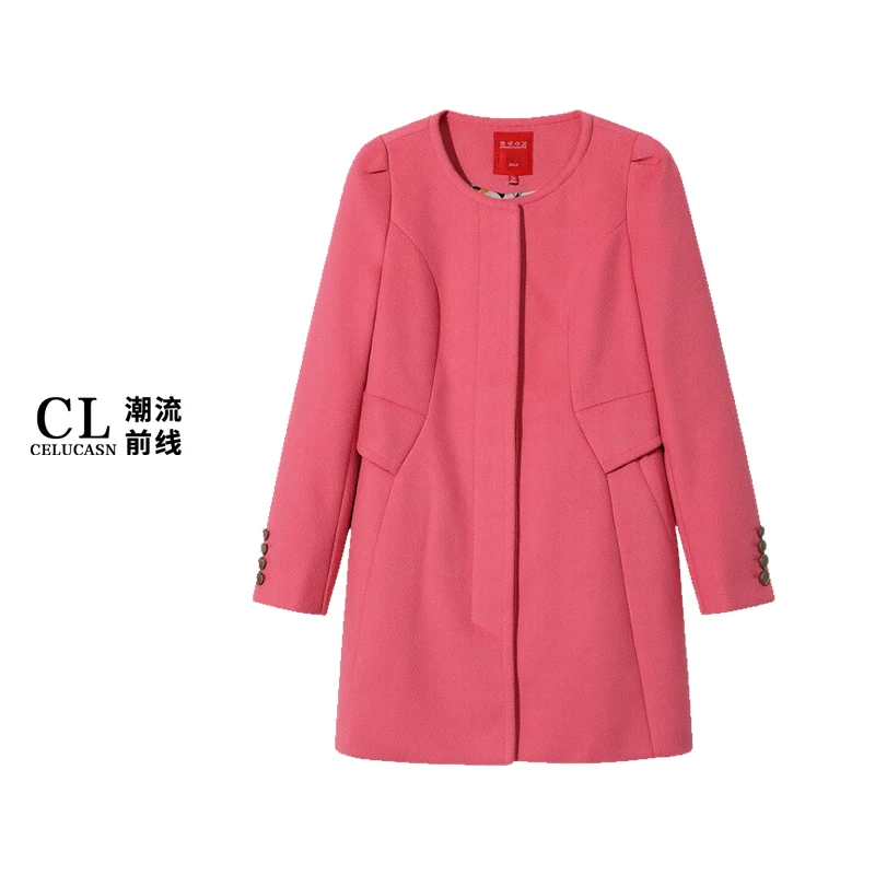 L4WBN0464#秋冬季女装毛呢外套时尚显瘦长款毛呢大衣