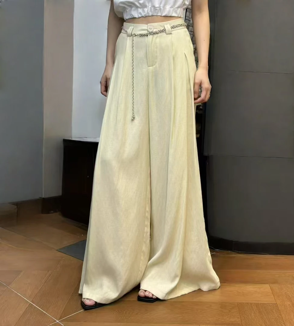 〖蕙子严选〗CK 66088新款高级感亚麻垂直阔腿裤不含腰带