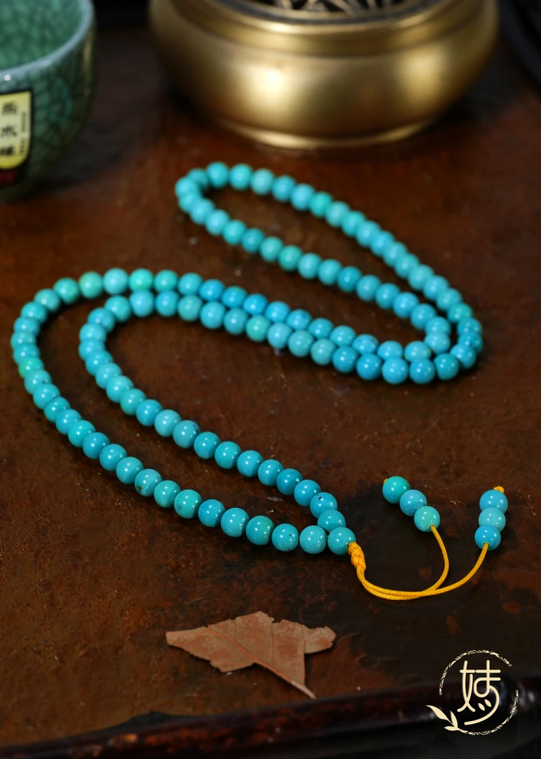 【婧婧精选】藏品 · 原矿意境绿松108圆珠项链5mm+ 绿松同料108