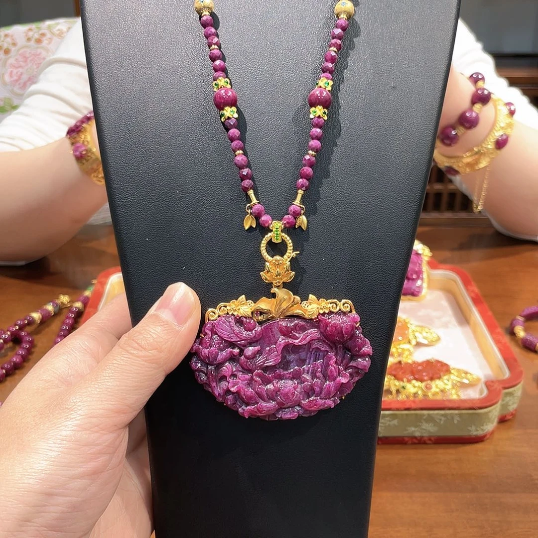 锦纶非金属吊坠项链红宝