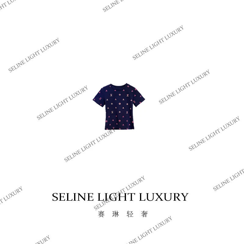 【25C-025】 2025 SELINE 原创轻奢重工印花百搭休闲圆领短袖T恤