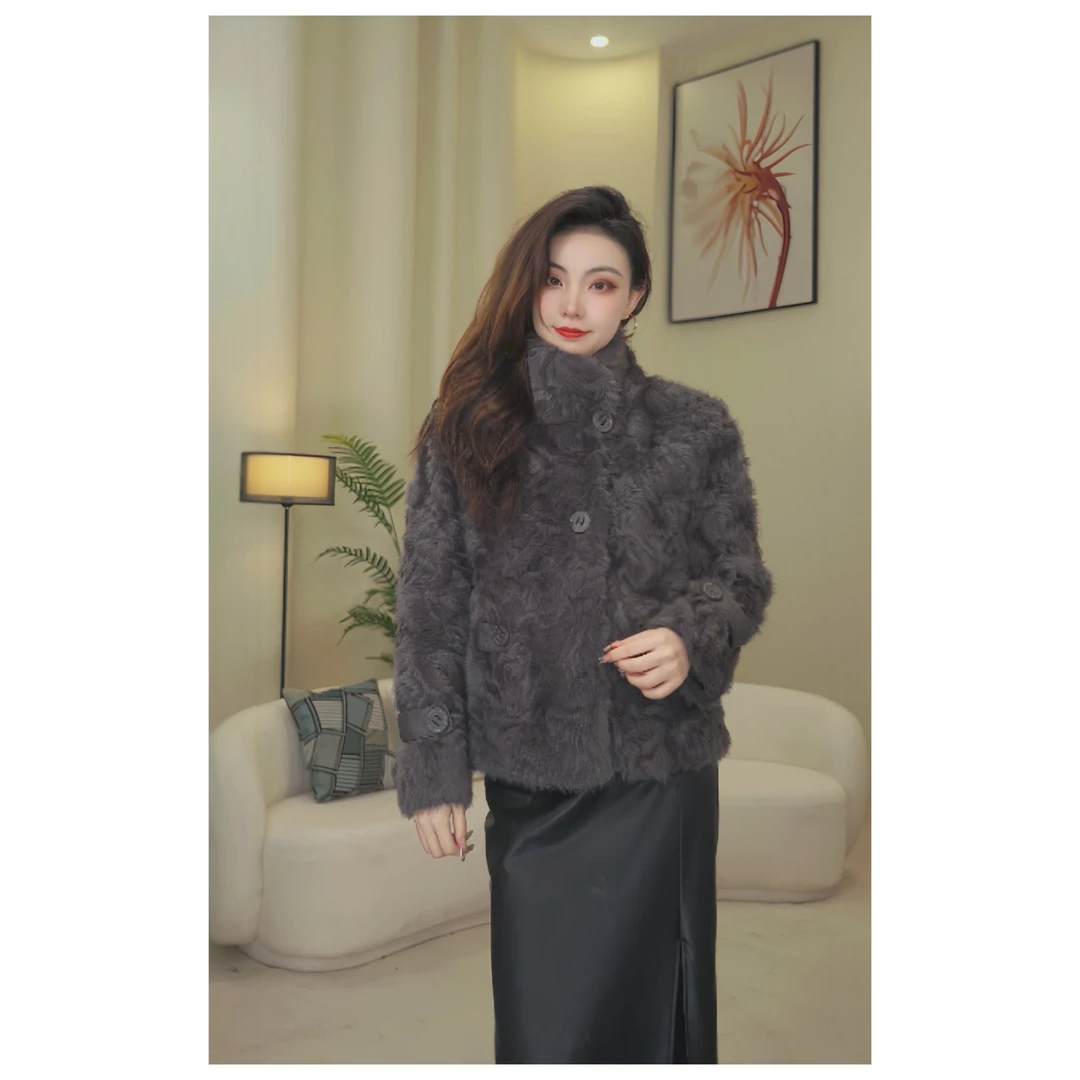 2024秋冬款8037气质时尚设计师加厚女式外套保暖显瘦宽松bo-