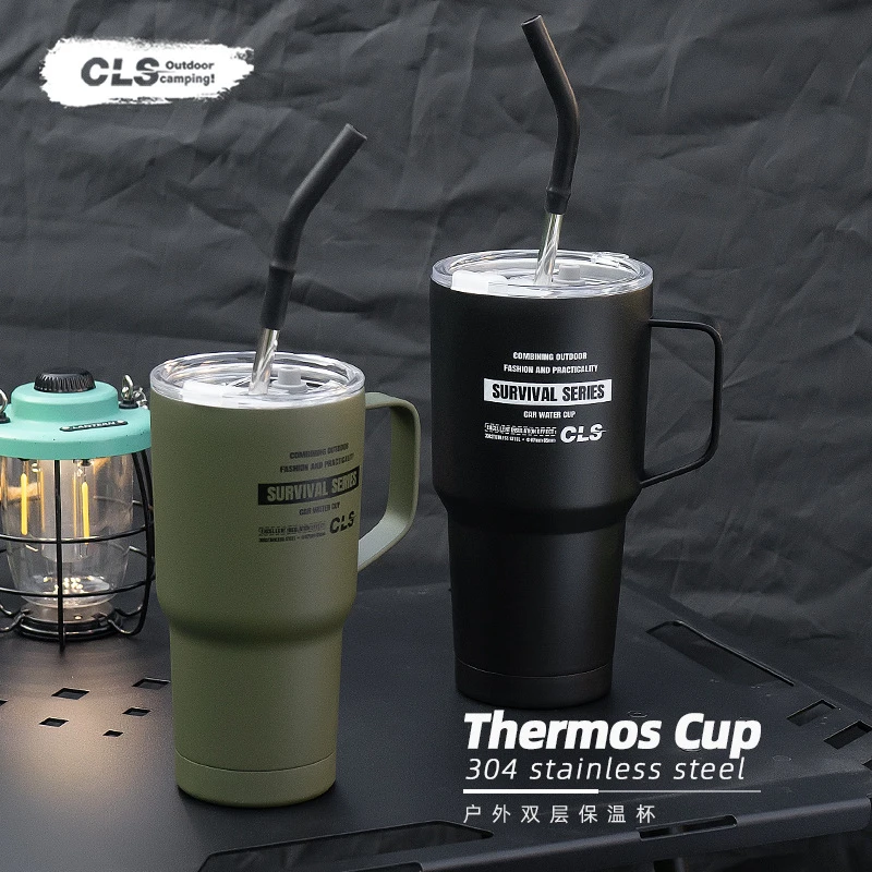 CLS户外咖啡杯车载600ML大容量双层隔热保温露营杯办公室冰美式杯