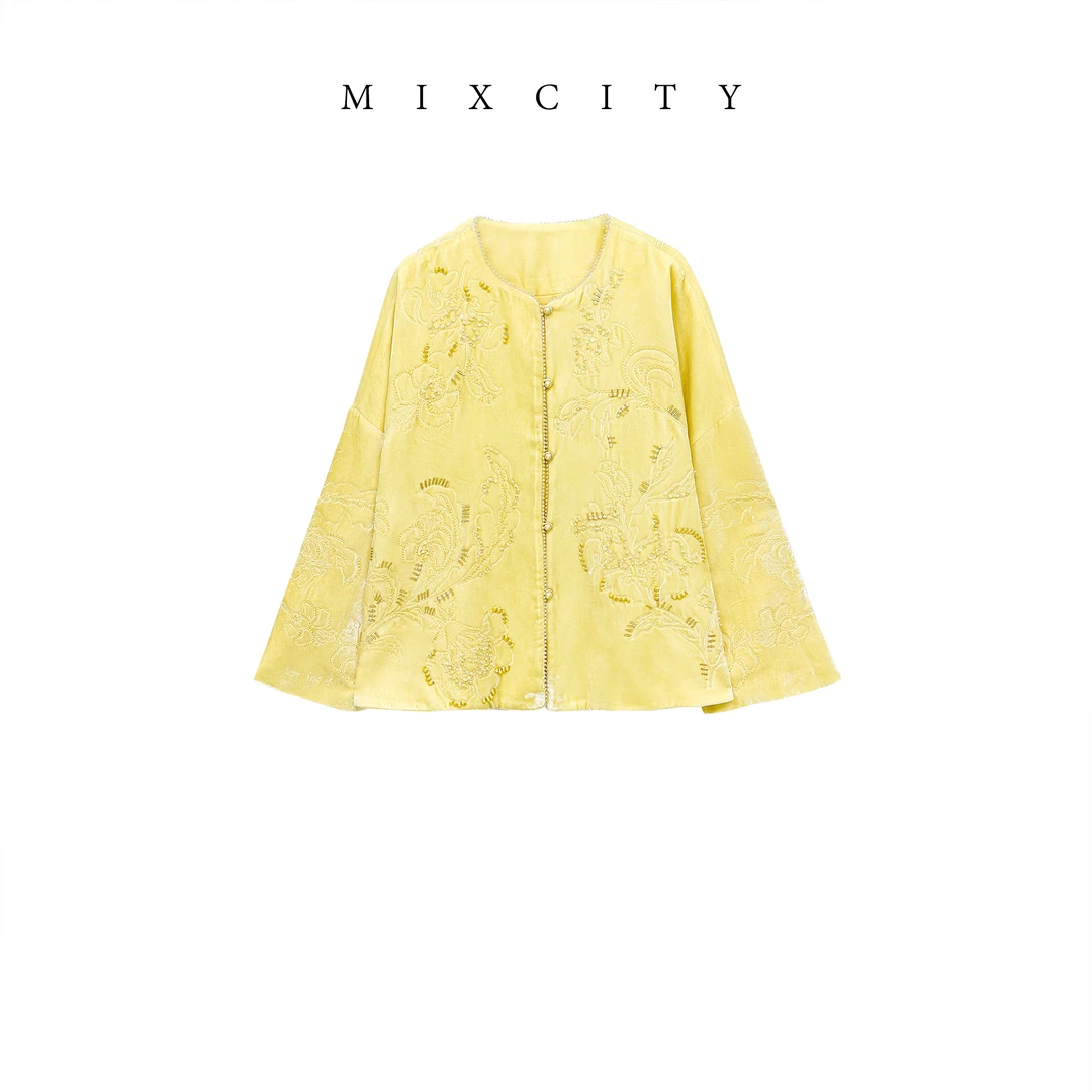 【MIXCITY亚楠家】金风玉露◆新中式国风重工刺绣钉珠丝绒外套9402