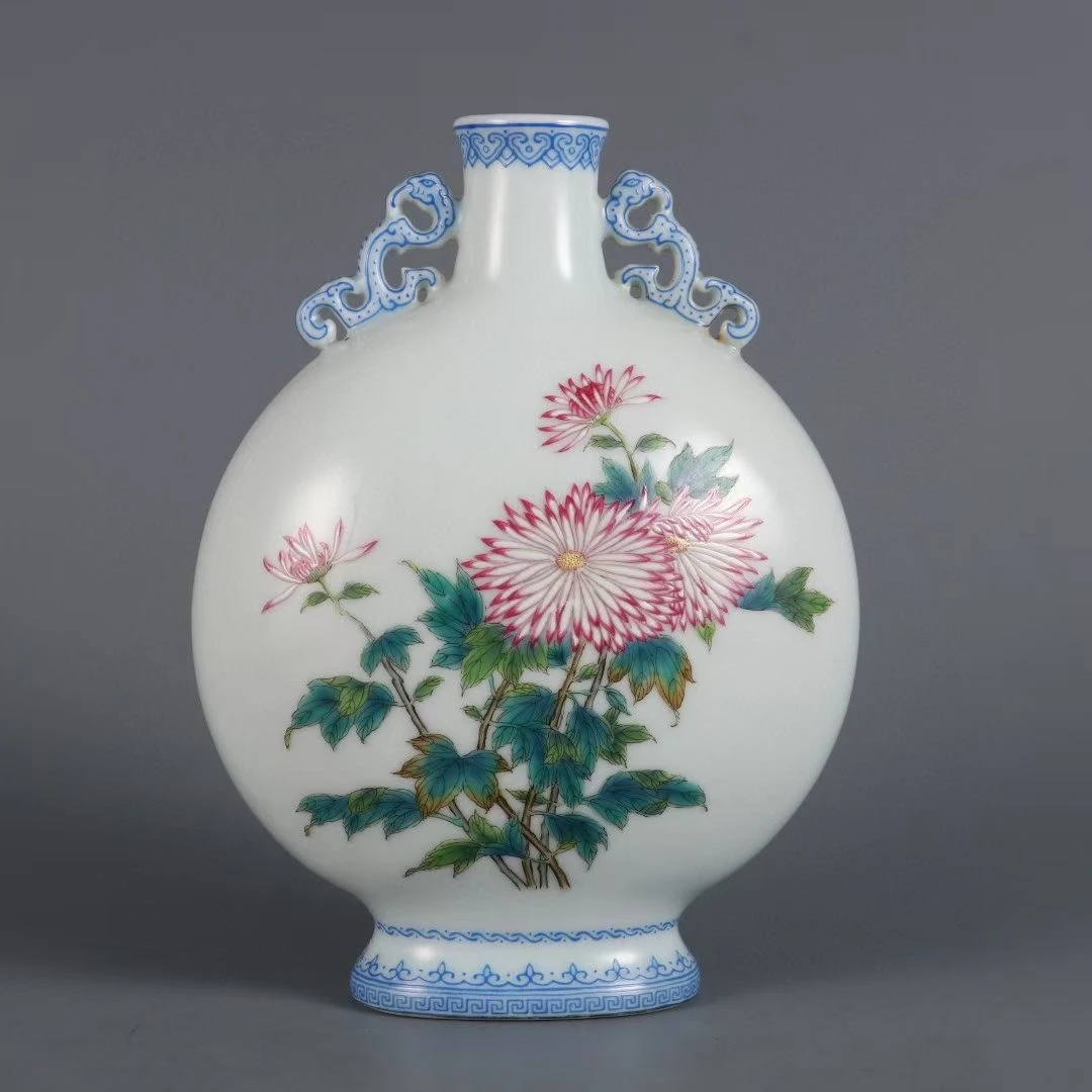 粉彩菊花花卉纹陶瓷瓶