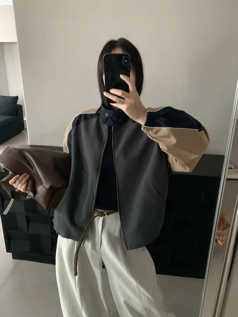 卡麦酱-QZX 插肩拼色夹克服外套 128