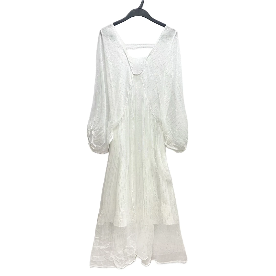 百分百【桑蚕丝银丝顺纡】长袖防晒慵懒度假风连衣裙