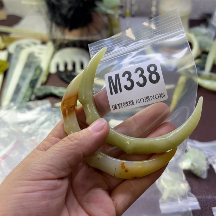 蛇纹石玉发饰合金R****〜