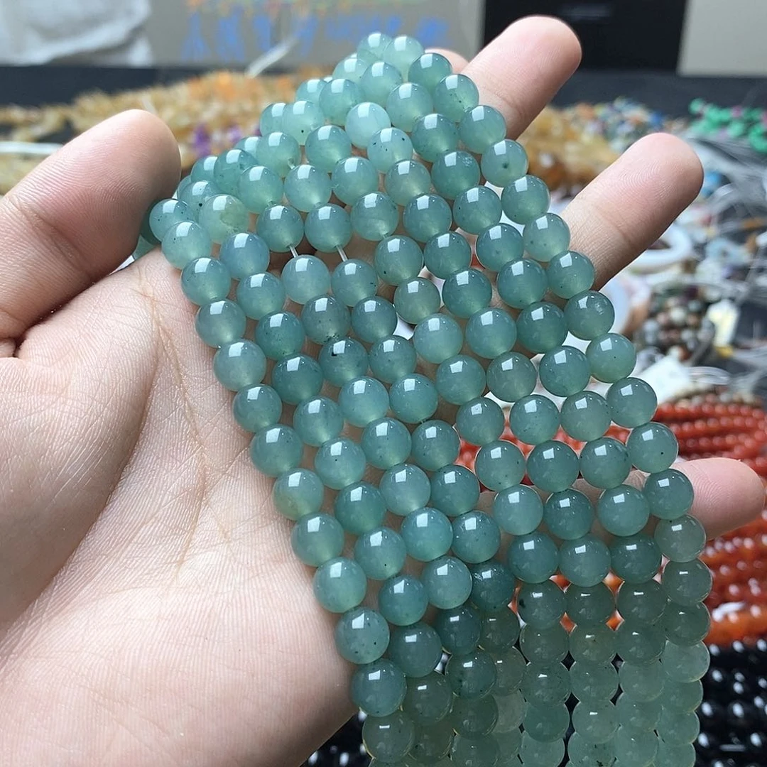 玛瑙/玉髓合金珠宝半成品一条处理瑕疵8mm蓝晴水玉髓