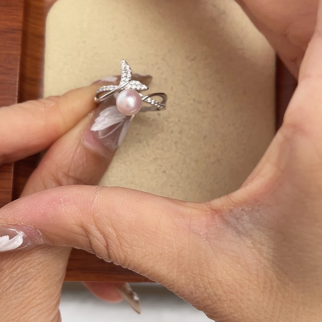 海水珍珠戒指银S925镶嵌