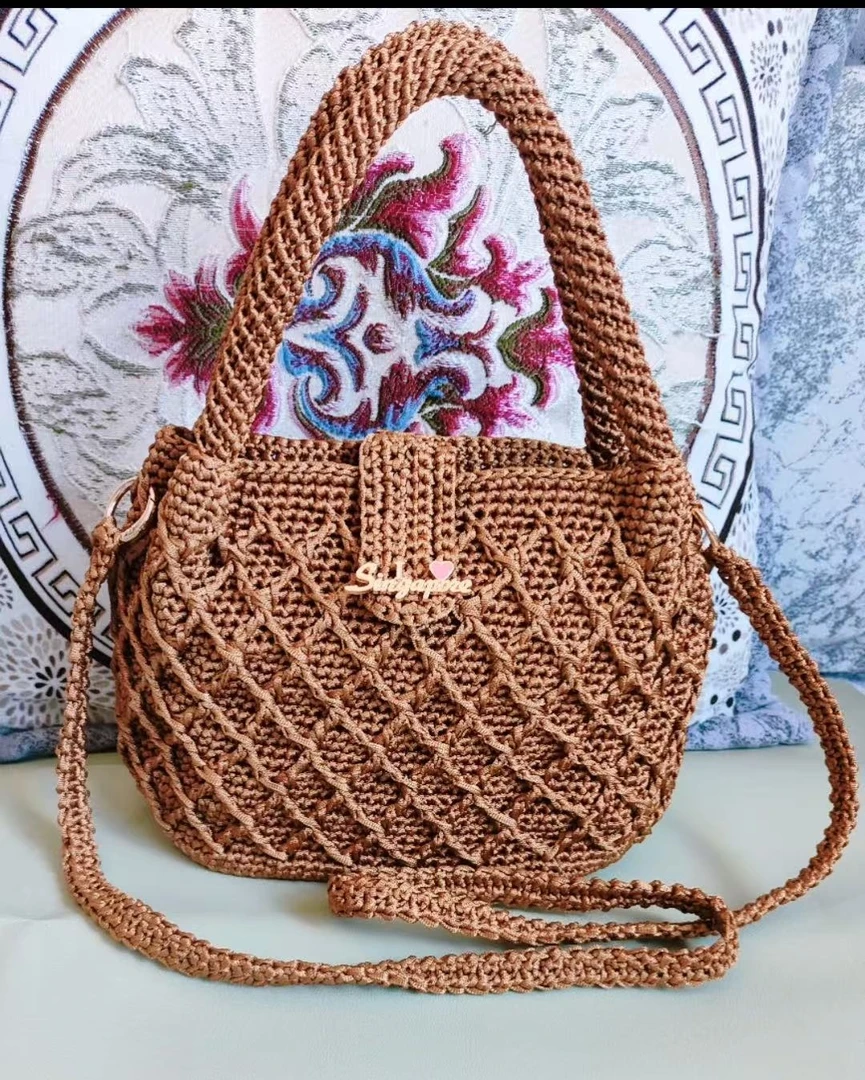 新款菱格包手工diy手拎包包（拍一份发2团线+送工具+包底+配饰