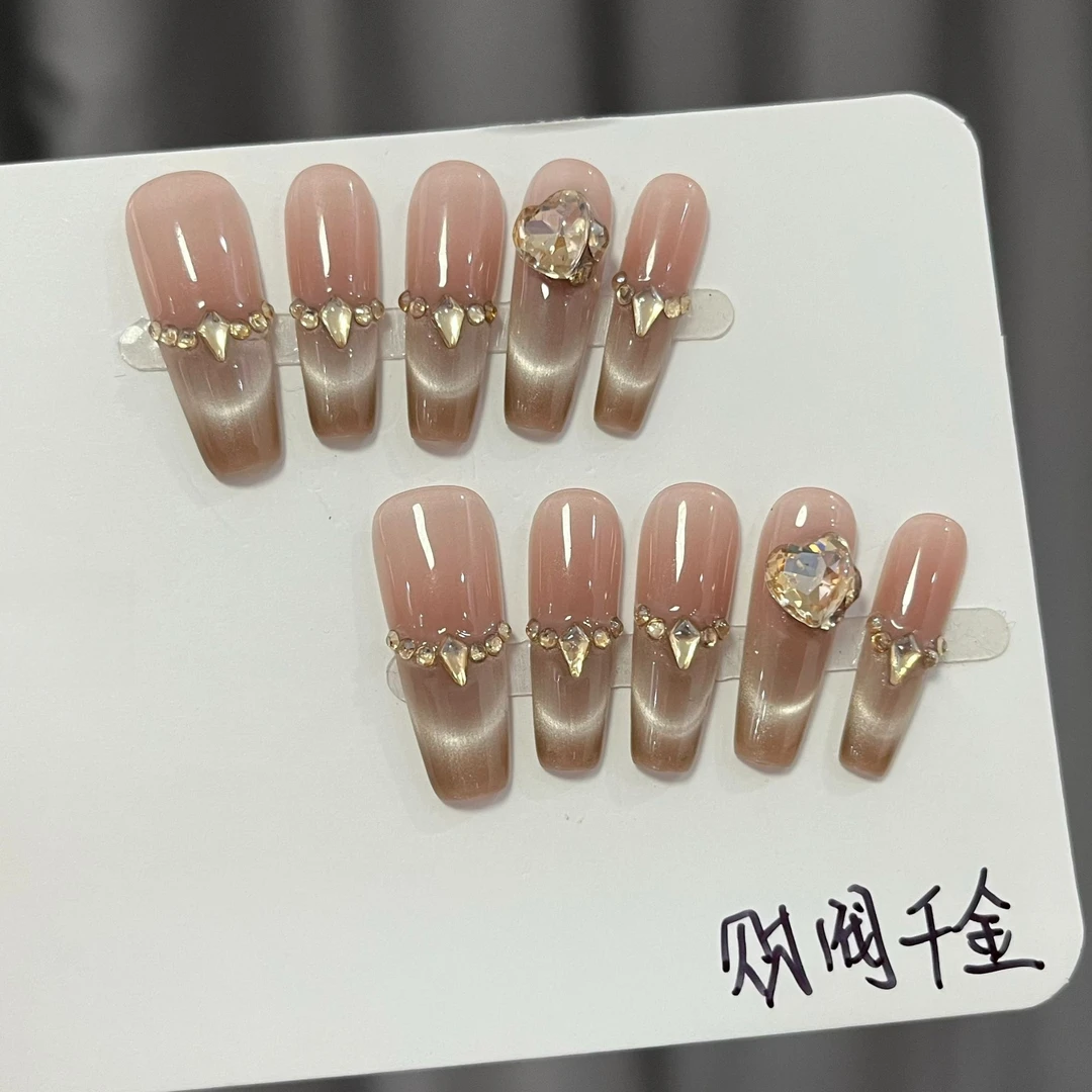 【财阀千金】穿戴甲高级简约风格中长款穿戴甲片百搭时尚