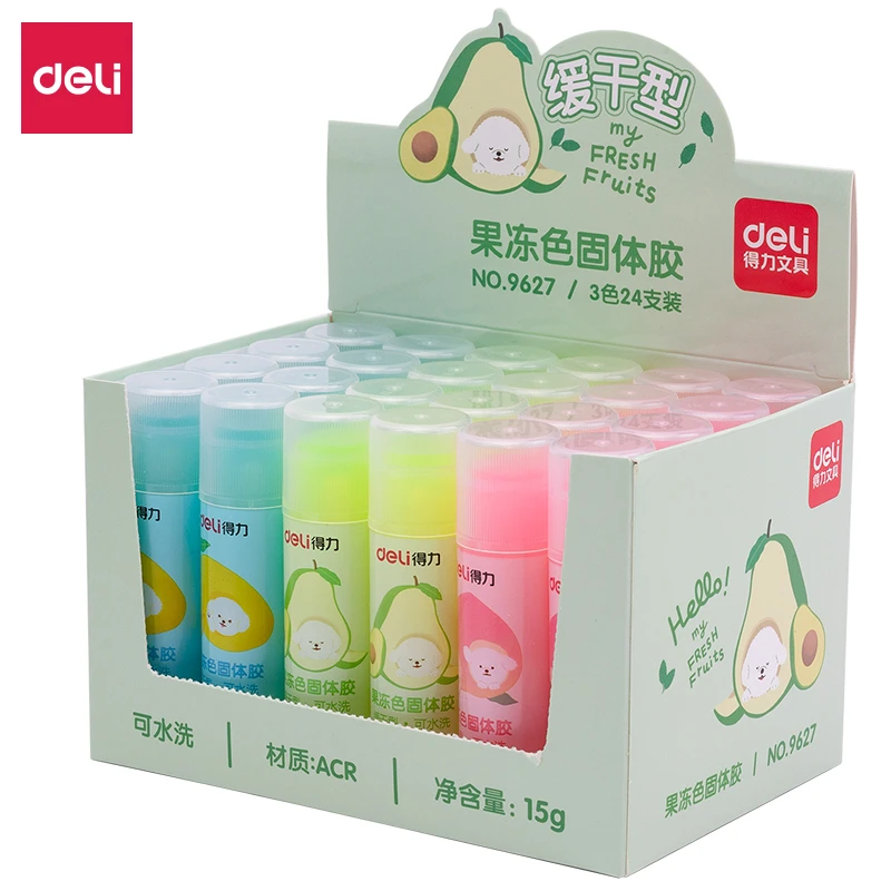 得力9627果冻色固体胶(混)(15g/支)