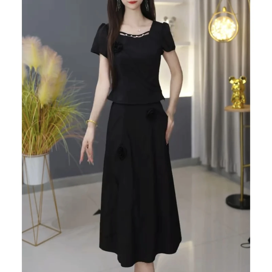 【宠粉定制】C08黑色套装优雅气质时尚减龄收腰显瘦夏季设计