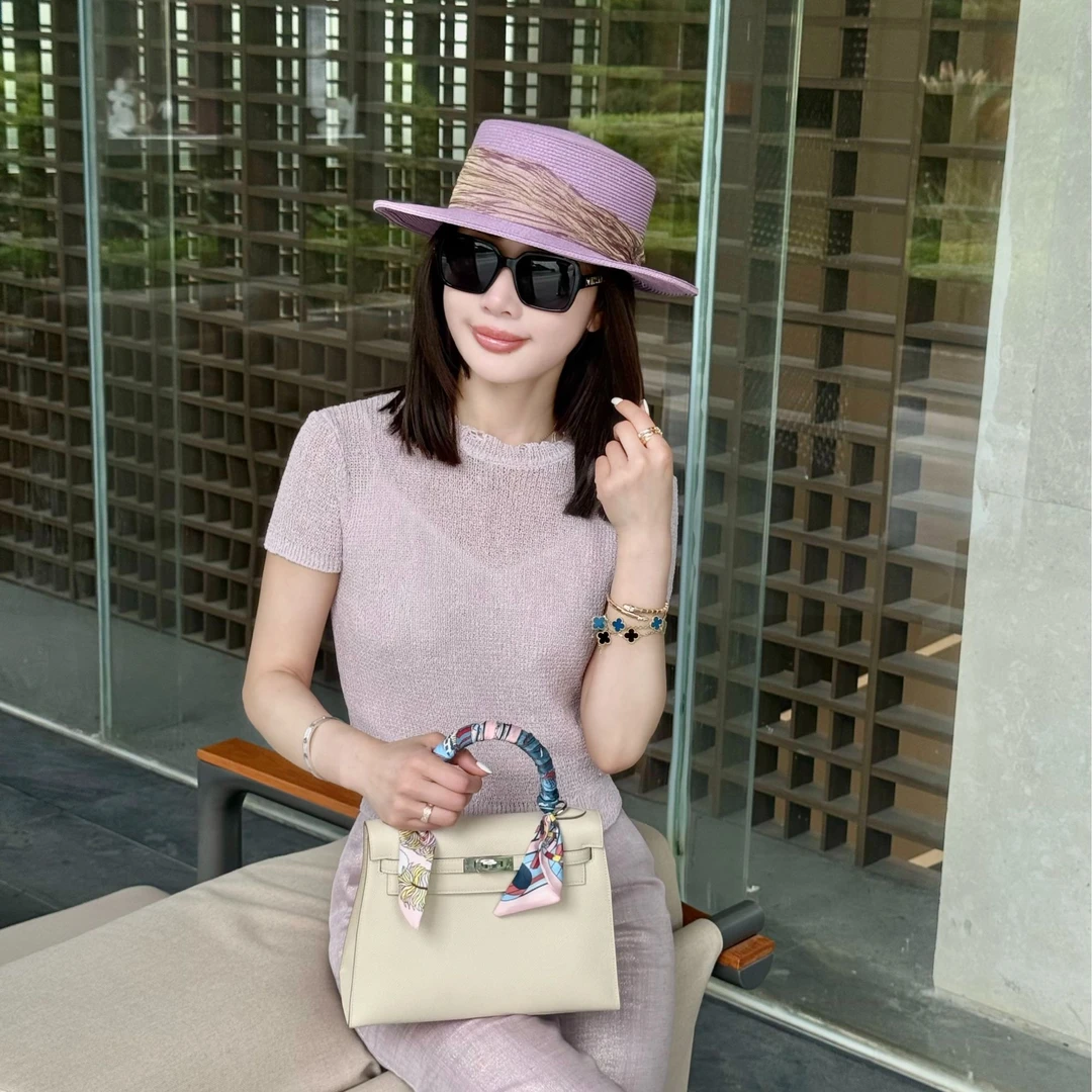 【紫霞】意大利重磅定制纱线休闲针织衫女上衣时尚短袖T恤夏日浪漫