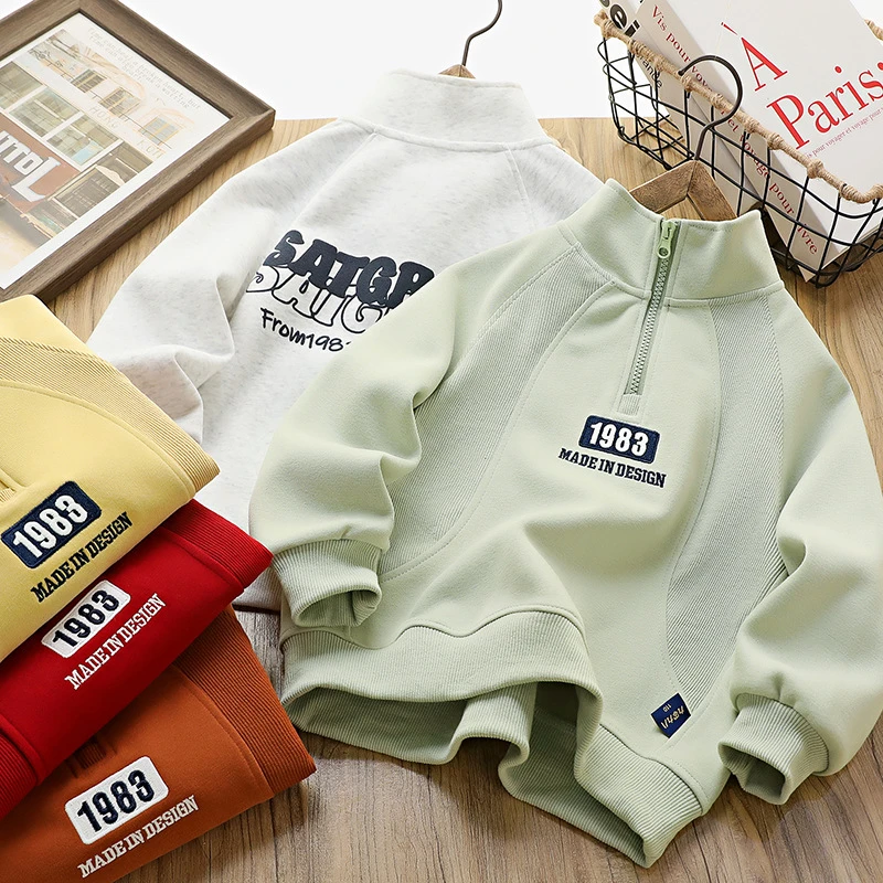 卫衣2025春季新款男童立领休闲上衣韩版潮范中大童长袖套头衫