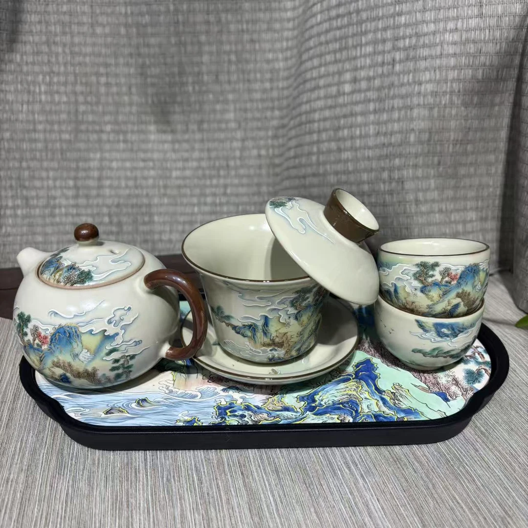 【中国邮政专属链接】山水汝窑茶具套组mc088