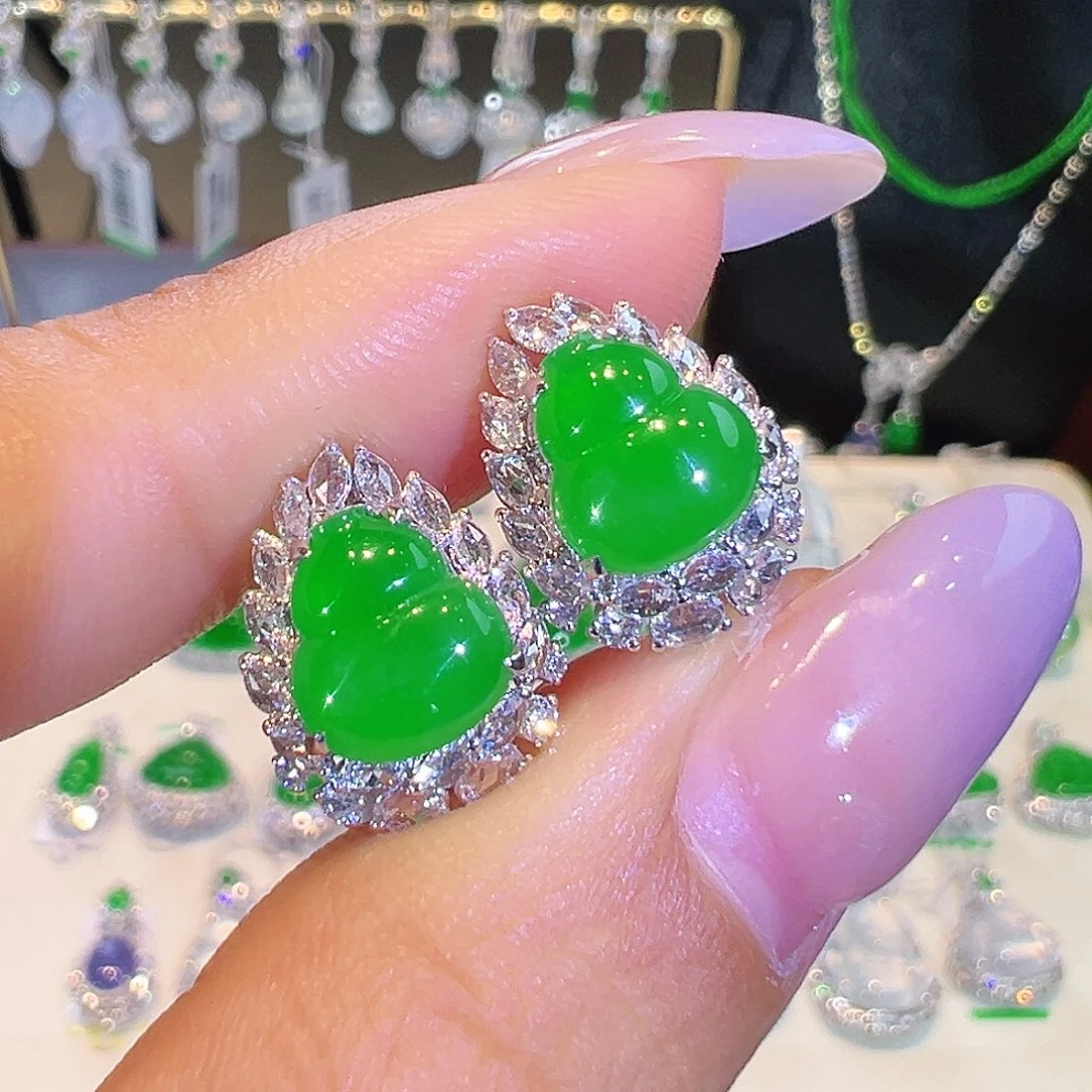 翡翠18K金镶嵌耳饰