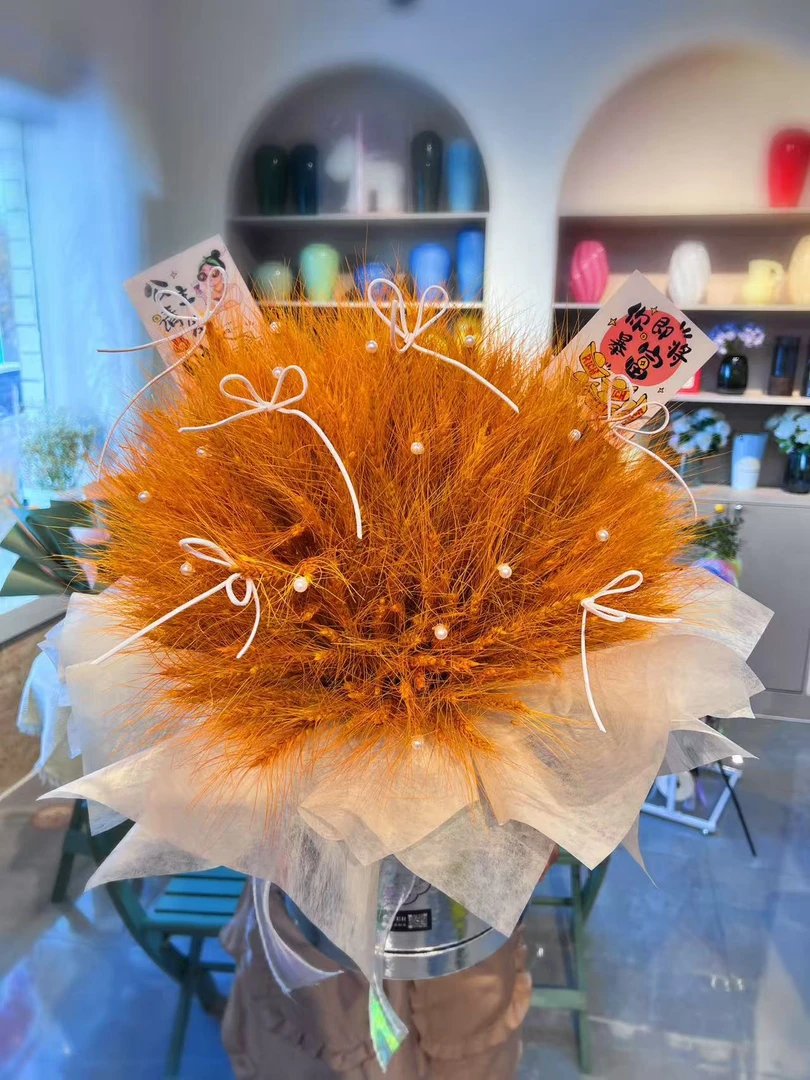 抱抱桶蝴蝶结大麦花束