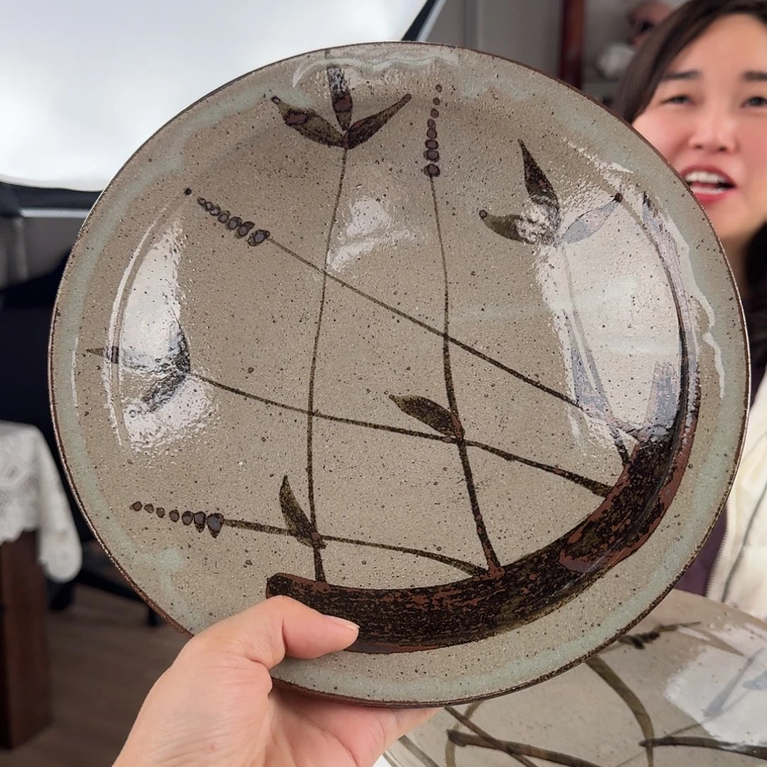 瓷片绘唐津芦苇24厘米大盘